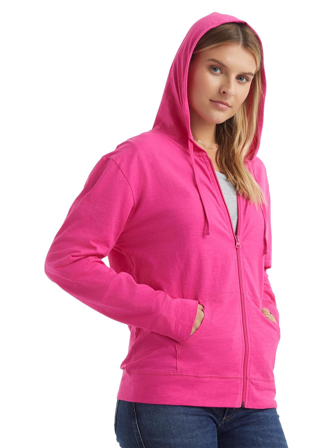 Damen Leichter Full-Zip Hoodie | Weiche Strickjacke mit Reißverschluss und Kapuze