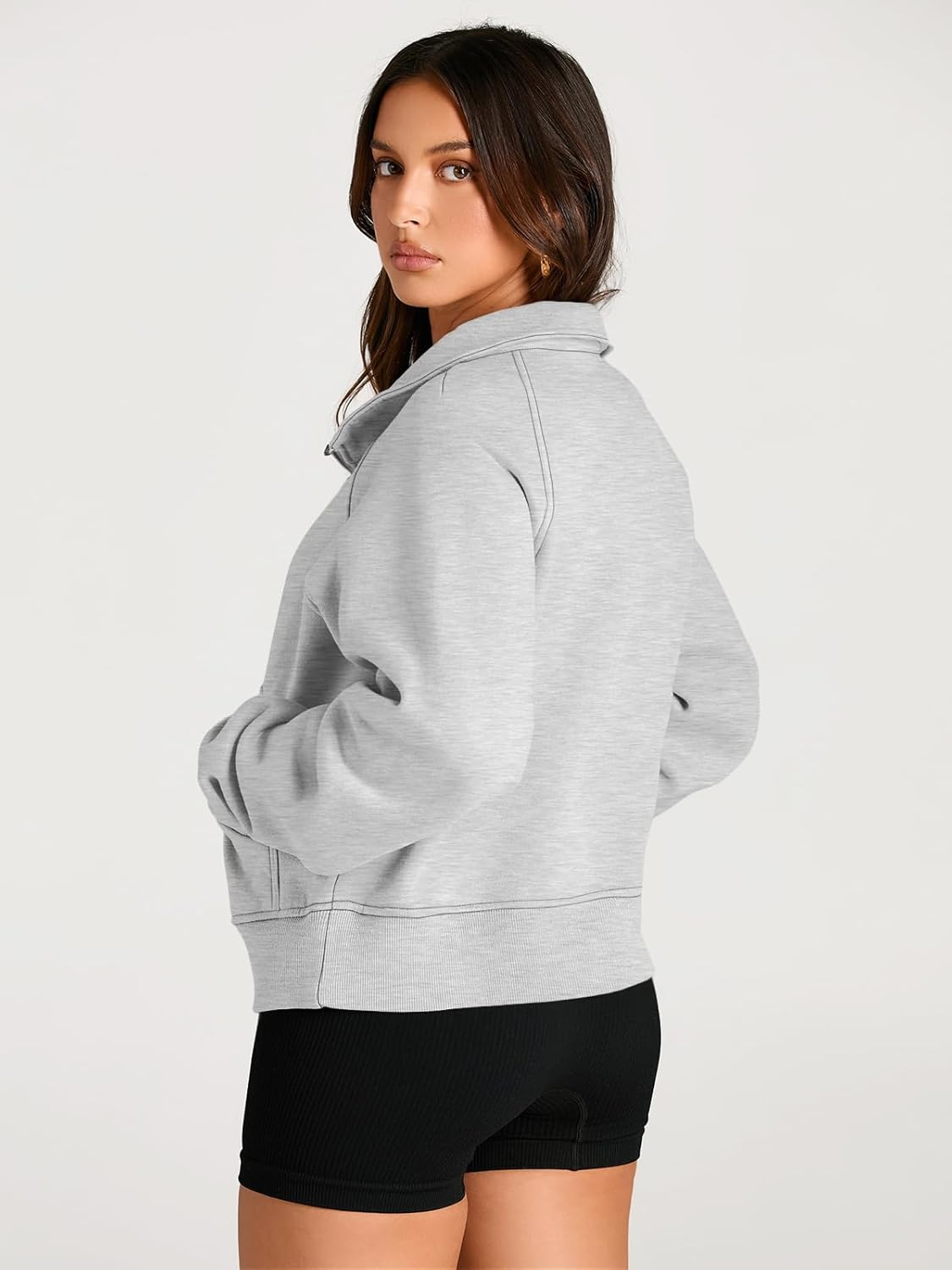 Damen Half-Zip Pullover Sweatshirt | Lässiger Hoodie mit Reißverschlusskragen