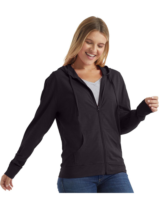 Damen Leichter Full-Zip Hoodie | Weiche Strickjacke mit Reißverschluss und Kapuze