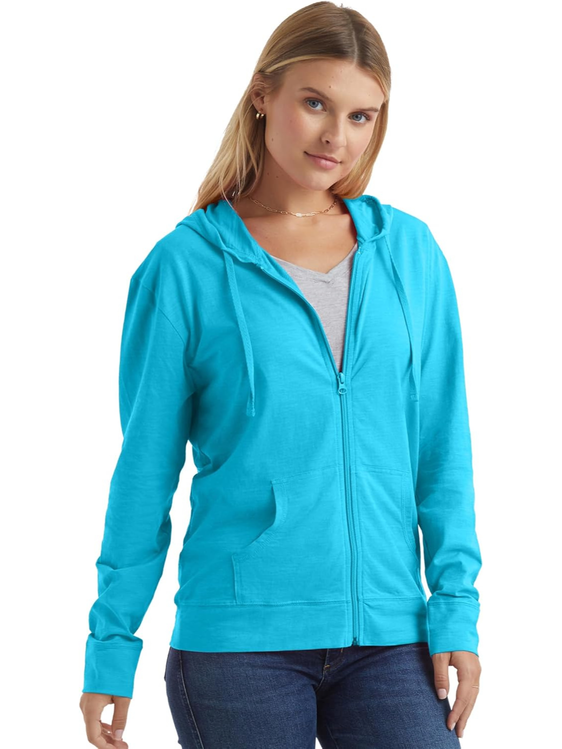 Damen Leichter Full-Zip Hoodie | Weiche Strickjacke mit Reißverschluss und Kapuze
